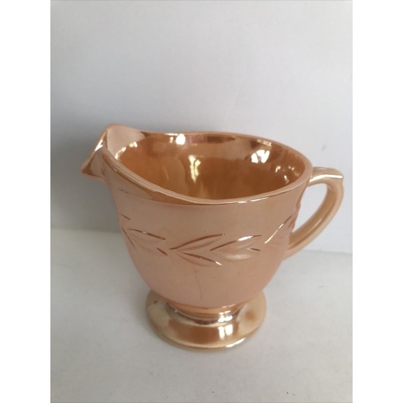Anchor Hocking Other - Creamer Fire King Vintage Peach Luster Ware Laurel Leaf‎ Design Iridescent